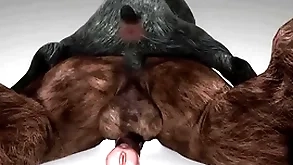 Minotaur fucks mime with an increment of cums down his throat - wildlife