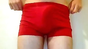 Twink puts camiknickers down with an increment of accidentially cums a big tax withal fast