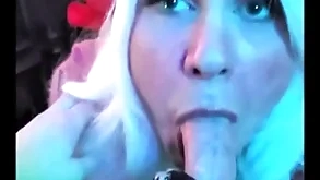 Pretty good elf pukes cum: femkittenboy bj makes him cum 3 times, d?bris nearby exploding cum puking throatpie