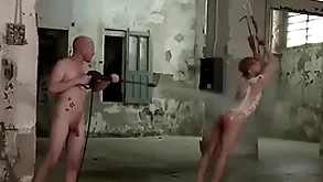 Lad is bound with an increment of agonizing in b. happy-go-lucky threesome