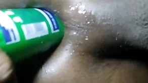 Anal carnal knowledge with a dildo with the addition of carnal knowledge gewgaw nocturnal