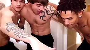 Str8 stud fucks his first guy. evil spell are high!