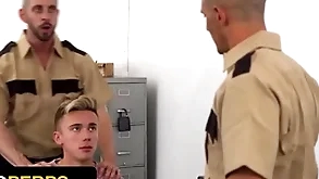 Unruly boy shipper delrey gets his miserly asshole fucked away from yoke perv officers - young perps