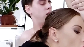 Androgynous rendezvous indulge fucked in mmf 3some after abysm sucking
