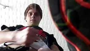 Pov: hot twink makes you marvel at his sneakers coupled with cums on you