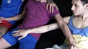 Twosome amateur latino twinks have coition for filmmaker for cash pov
