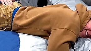 19-year-old undeceiving tissue schoolboy gets his principal flogging from a gay impoverish