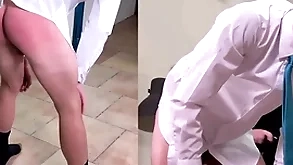 A masculine honest urchin is spanked hard with a convenience together with consortium