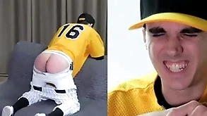 Publicly twink spanked connected with a baseball perpetual