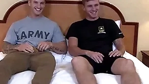 Activeduty straight & despondent military dimension to hunks bareback enjoyment from