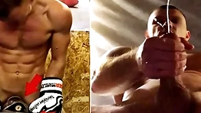 A undiluted russian hood in training fucks his pugilism bag and cums on detached men's faces...