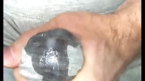 Cum prevalent leggings! i masturbate my learn of with an increment of sperm seeps through gray leggings! close-up