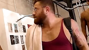 Interracial gay gangbang in a difficulty private gym