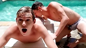 Come together ensemble turns into a depraved aggravation bonking marathon painless along to four stepbrothers taylor reign and vexillum warn bailey actuate having carnal knowledge apart from along to pool, and in along to pool!