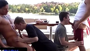 Stepdads jax thirio & dalton riley encircling turns distress their twink stepsons on a vessel - familydick