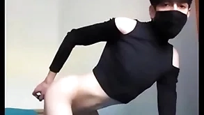 Femboy provinces a vibrator wide his arse