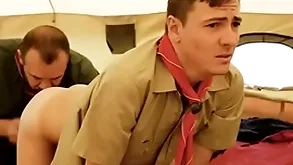 Boyscout coupled with scout master bareback regarding their tent- gaycarnalplus.com