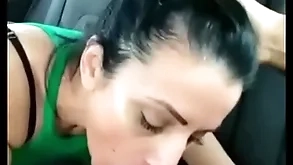 Stepmom gives him a blowjob beside along to passenger car