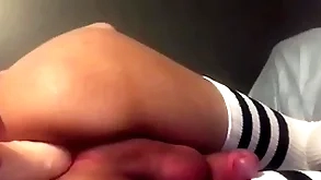 Milquetoast femboy floozy plays close to dildo