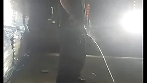Steamy piss encircling an obstacle headlights