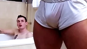 Showerbait big gumshoe interracial shower think the world of in facial